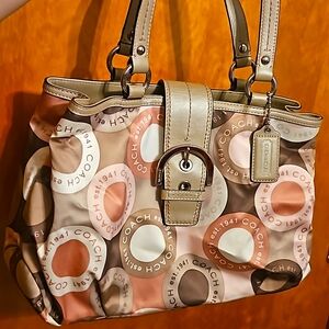 Vintage Coach Purse Pink and Tan
